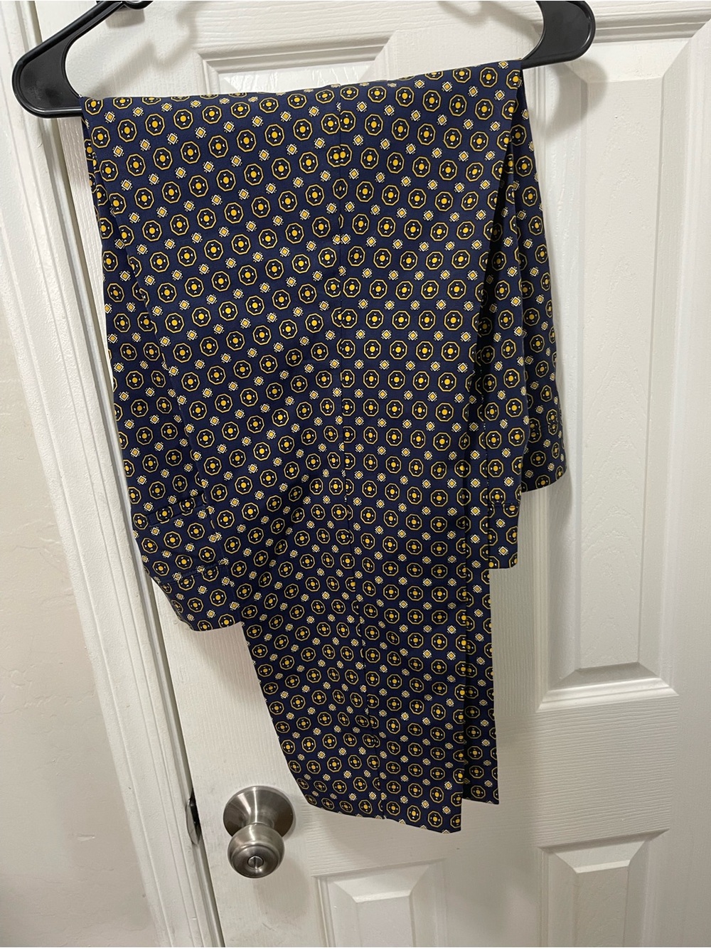 Navy Blue Patterned with Gold Dot Medallions pants
